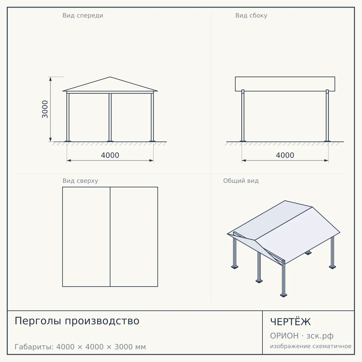 Перголы производство — чертёж